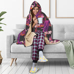 Purple Tropical Elephant Pattern Print Hooded Blanket