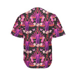 Purple Tropical Elephant Pattern Print Men's Baseball Jersey