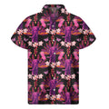 Purple Tropical Elephant Pattern Print Men's Short Sleeve Shirt