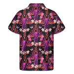 Purple Tropical Elephant Pattern Print Men's Short Sleeve Shirt