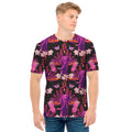 Purple Tropical Elephant Pattern Print Men's T-Shirt