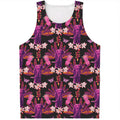 Purple Tropical Elephant Pattern Print Men's Tank Top