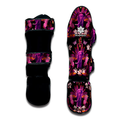 Purple Tropical Elephant Pattern Print Muay Thai Shin Guard