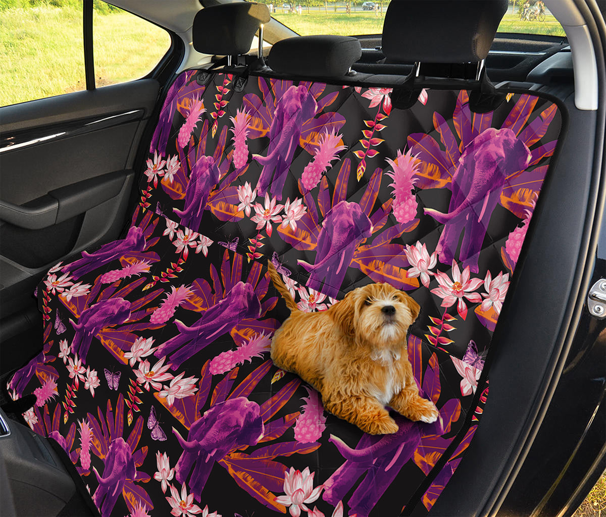 Purple Tropical Elephant Pattern Print Pet Car Back Seat Cover