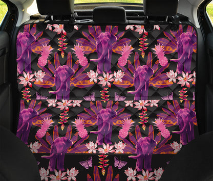 Purple Tropical Elephant Pattern Print Pet Car Back Seat Cover