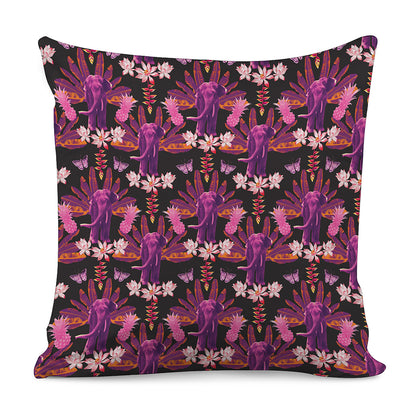 Purple Tropical Elephant Pattern Print Pillow Cover