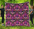 Purple Tropical Elephant Pattern Print Quilt