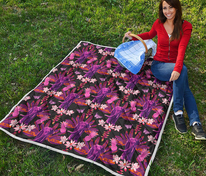 Purple Tropical Elephant Pattern Print Quilt