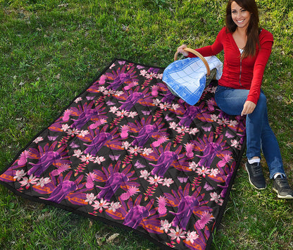 Purple Tropical Elephant Pattern Print Quilt