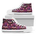 Purple Tropical Elephant Pattern Print White High Top Sneakers