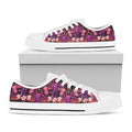 Purple Tropical Elephant Pattern Print White Low Top Sneakers