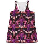 Purple Tropical Elephant Pattern Print Women's Racerback Tank Top