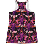 Purple Tropical Elephant Pattern Print Women's Racerback Tank Top