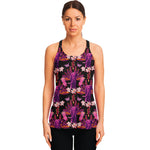 Purple Tropical Elephant Pattern Print Women's Racerback Tank Top