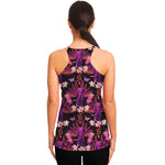 Purple Tropical Elephant Pattern Print Women's Racerback Tank Top
