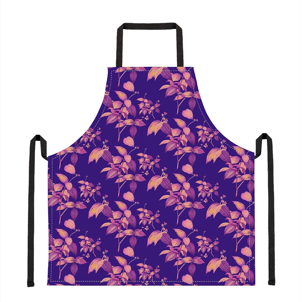 Purple Tropical Hawaiian Pattern Print Apron