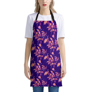 Purple Tropical Hawaiian Pattern Print Apron