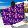 Purple Tropical Hawaiian Pattern Print Beach Sarong Wrap