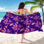 Purple Tropical Hawaiian Pattern Print Beach Sarong Wrap