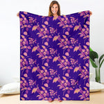 Purple Tropical Hawaiian Pattern Print Blanket