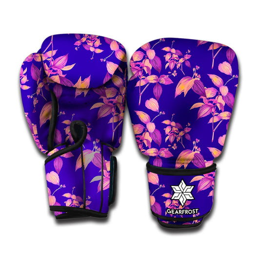 Purple Tropical Hawaiian Pattern Print Boxing Gloves