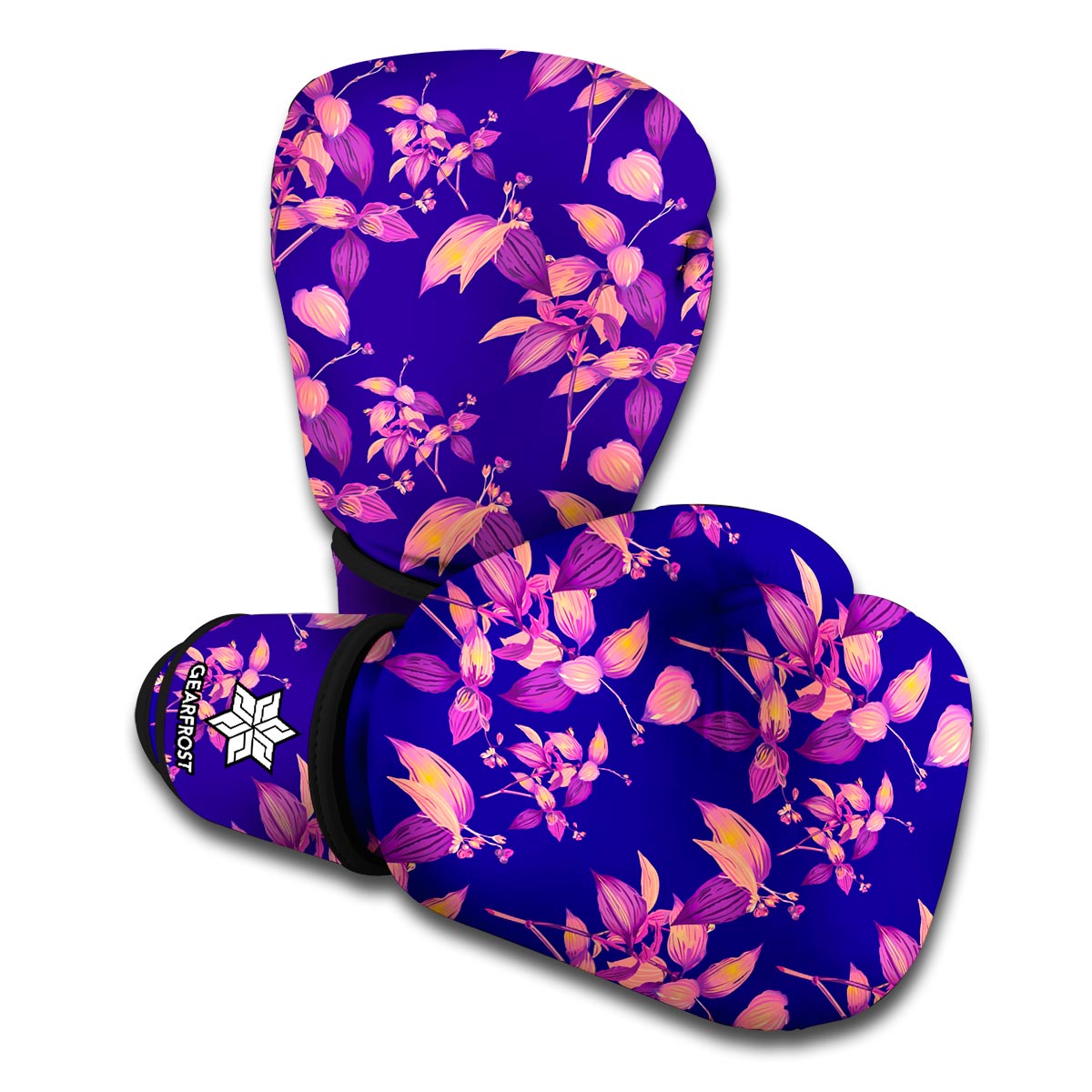 Purple Tropical Hawaiian Pattern Print Boxing Gloves