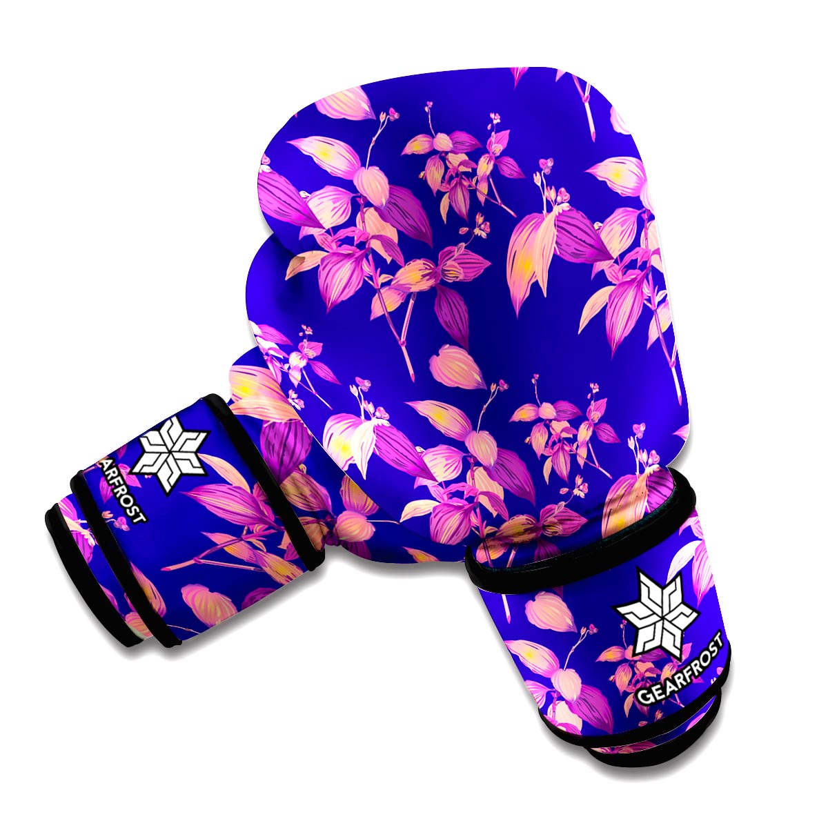 Purple Tropical Hawaiian Pattern Print Boxing Gloves