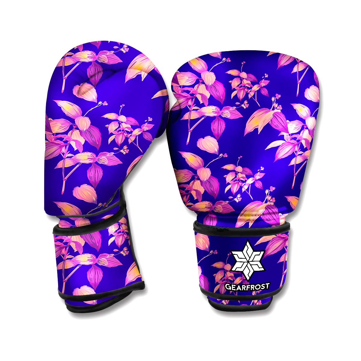 Purple Tropical Hawaiian Pattern Print Boxing Gloves