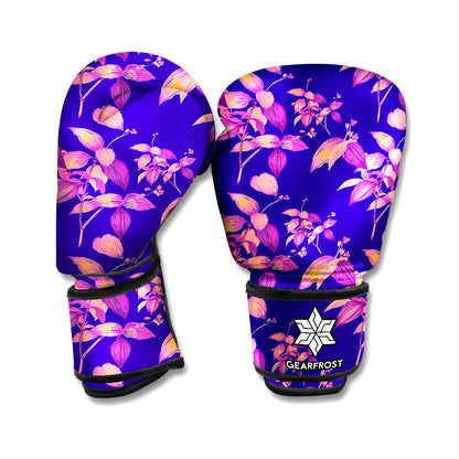 Purple Tropical Hawaiian Pattern Print Boxing Gloves