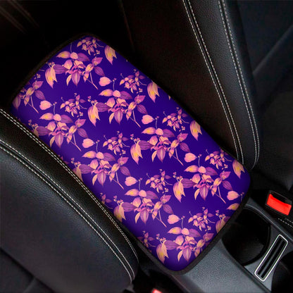 Purple Tropical Hawaiian Pattern Print Car Center Console Cover