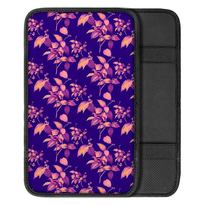 Purple Tropical Hawaiian Pattern Print Car Center Console Cover