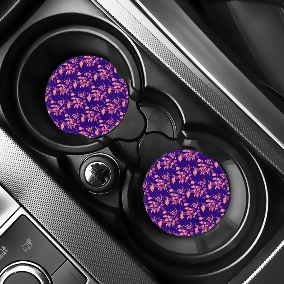 Purple Tropical Hawaiian Pattern Print Car Coasters
