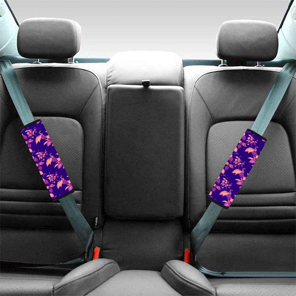Purple Tropical Hawaiian Pattern Print Car Seat Belt Covers