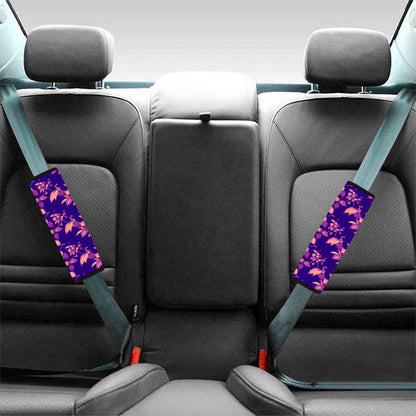 Purple Tropical Hawaiian Pattern Print Car Seat Belt Covers