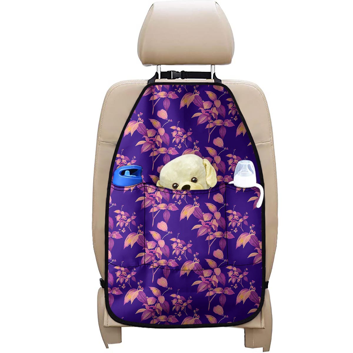 Purple Tropical Hawaiian Pattern Print Car Seat Organizers