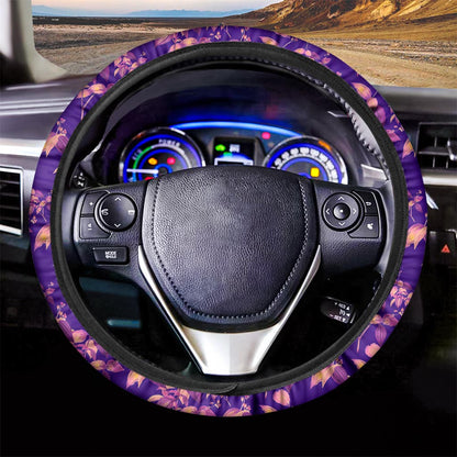 Purple Tropical Hawaiian Pattern Print Car Steering Wheel Cover