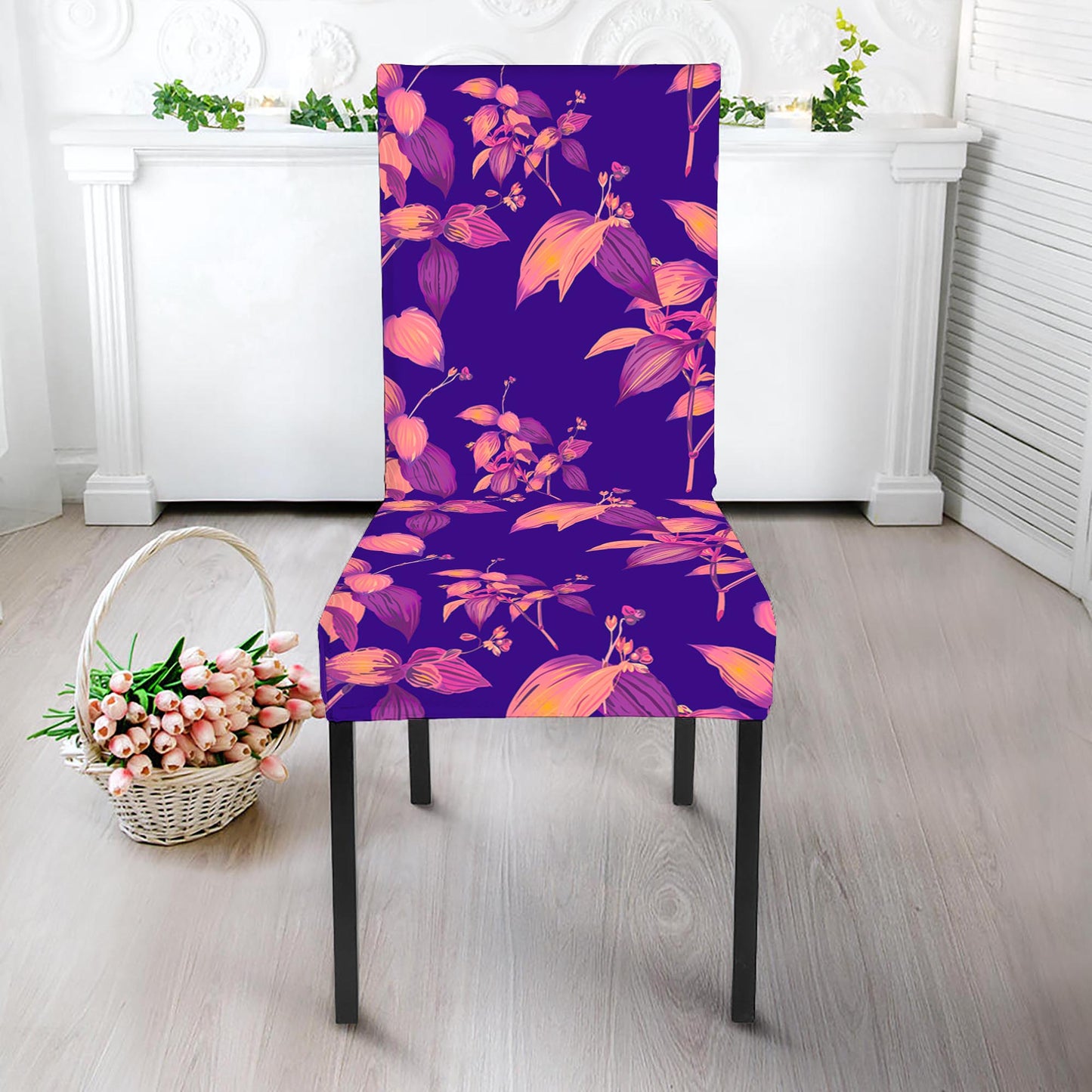 Purple Tropical Hawaiian Pattern Print Dining Chair Slipcover