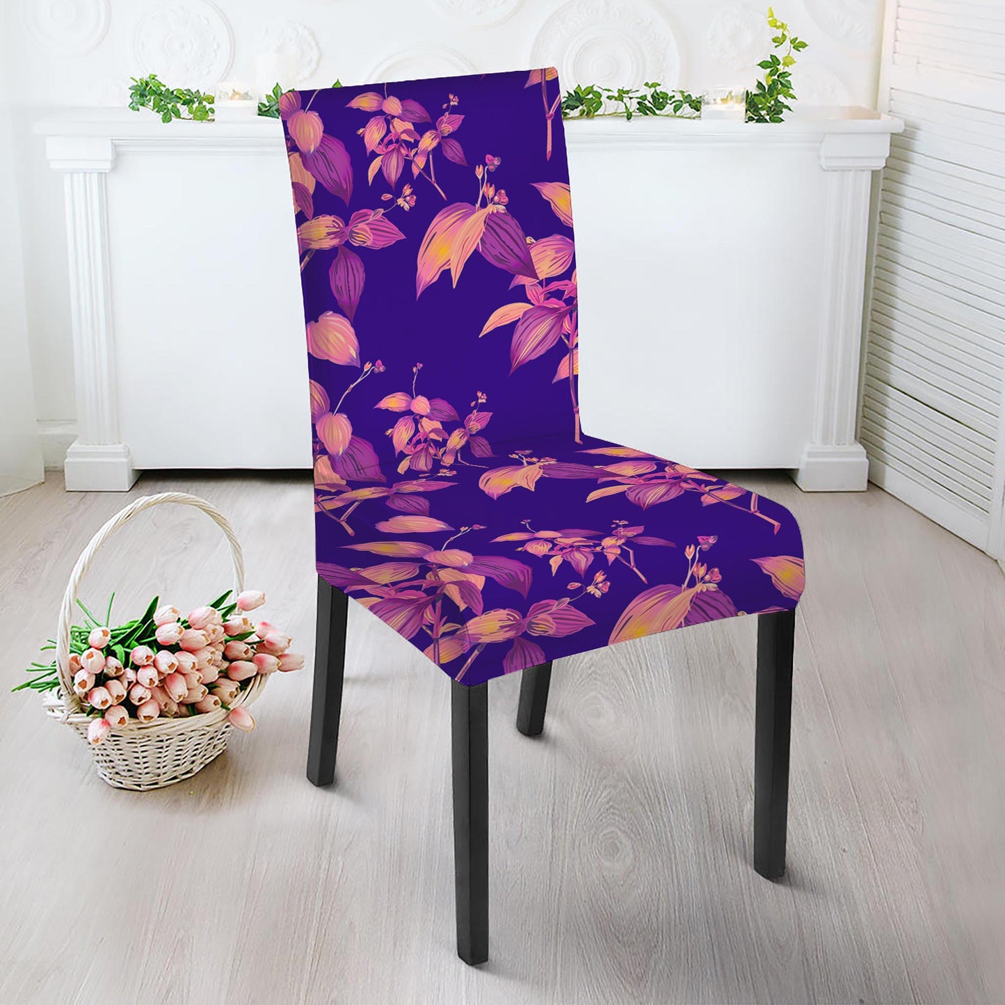 Purple Tropical Hawaiian Pattern Print Dining Chair Slipcover