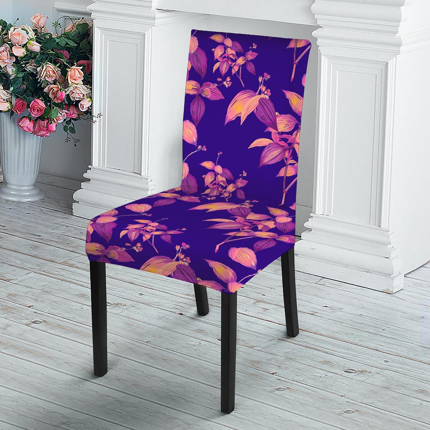 Purple Tropical Hawaiian Pattern Print Dining Chair Slipcover