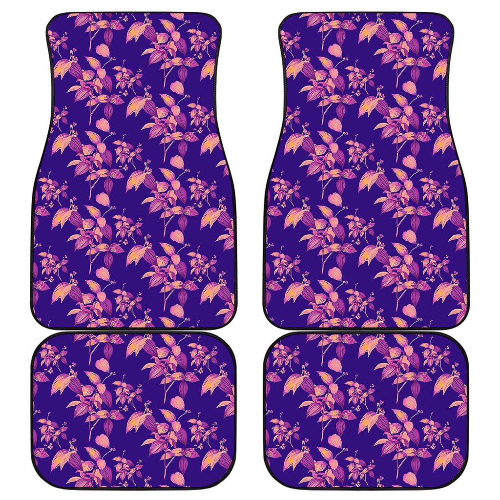 Purple Tropical Hawaiian Pattern Print Front and Back Car Floor Mats