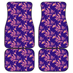 Purple Tropical Hawaiian Pattern Print Front and Back Car Floor Mats