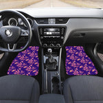 Purple Tropical Hawaiian Pattern Print Front and Back Car Floor Mats