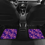 Purple Tropical Hawaiian Pattern Print Front and Back Car Floor Mats