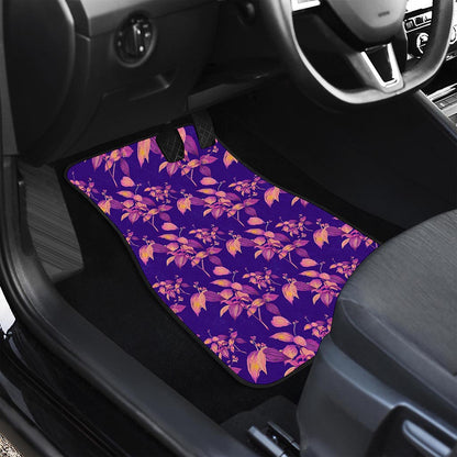 Purple Tropical Hawaiian Pattern Print Front and Back Car Floor Mats