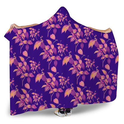 Purple Tropical Hawaiian Pattern Print Hooded Blanket