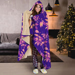 Purple Tropical Hawaiian Pattern Print Hooded Blanket