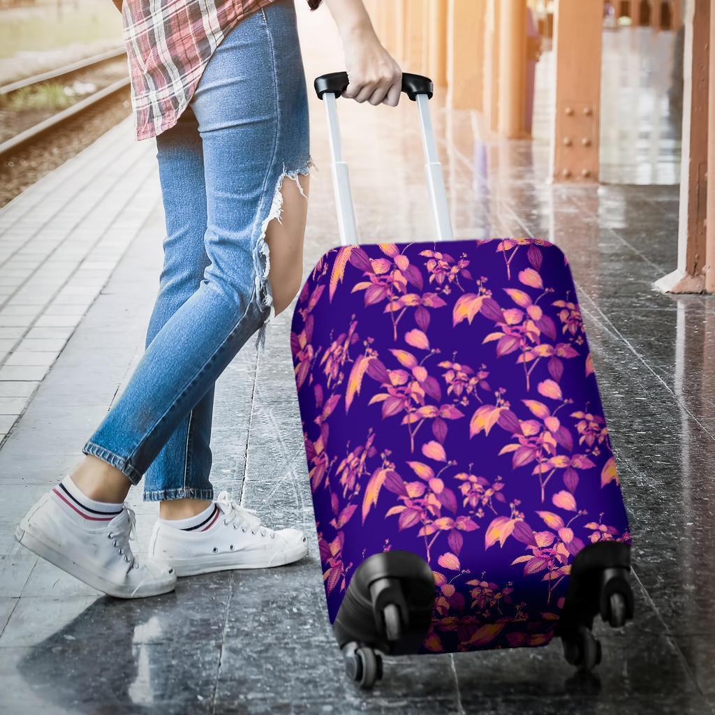 Purple Tropical Hawaiian Pattern Print Luggage Cover GearFrost