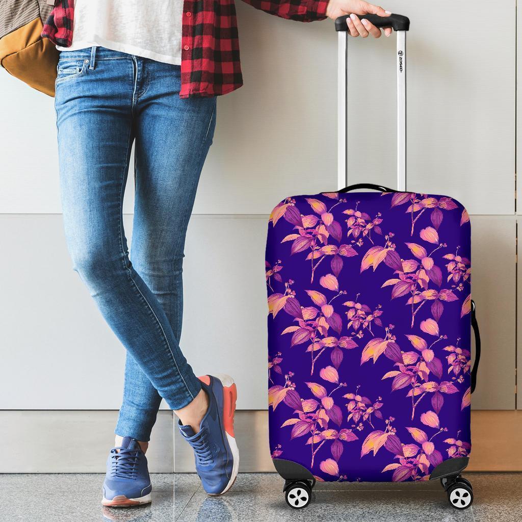 Purple Tropical Hawaiian Pattern Print Luggage Cover GearFrost
