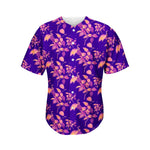 Purple Tropical Hawaiian Pattern Print Men's Baseball Jersey