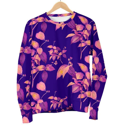 Purple Tropical Hawaiian Pattern Print Men's Crewneck Sweatshirt GearFrost